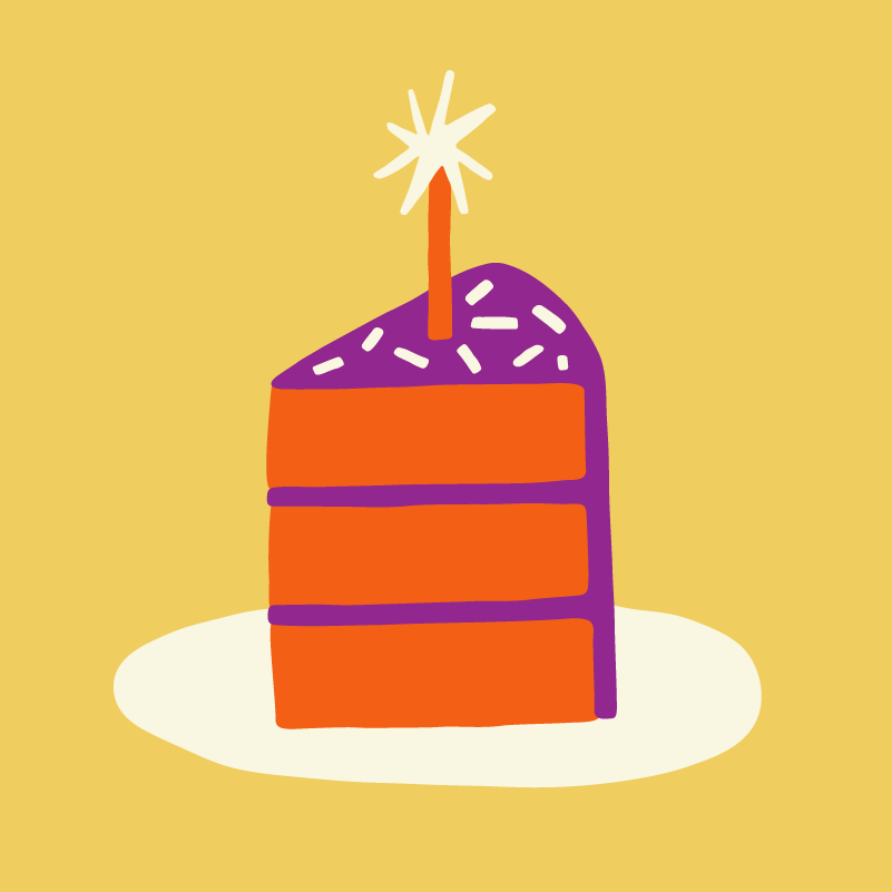 Birthday cake slice illustration